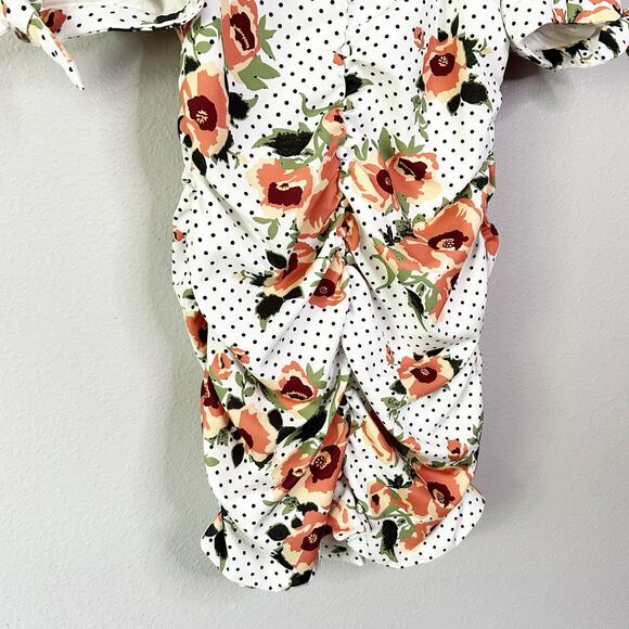Lavish Alice Floral Polka Dot Puff‎ Sleeve Mini Dress - Size 12 - Picture 4 of 14